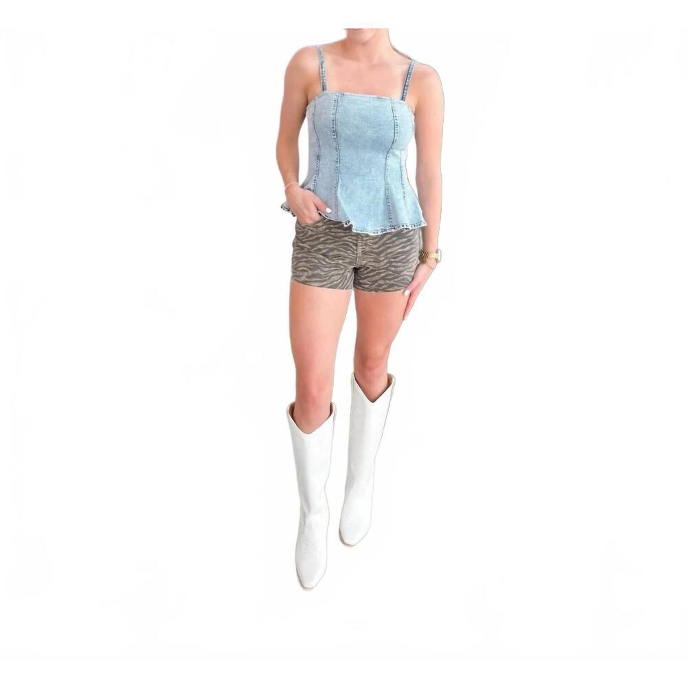 NEW BABY PINK sunnyvale peplum top in denim